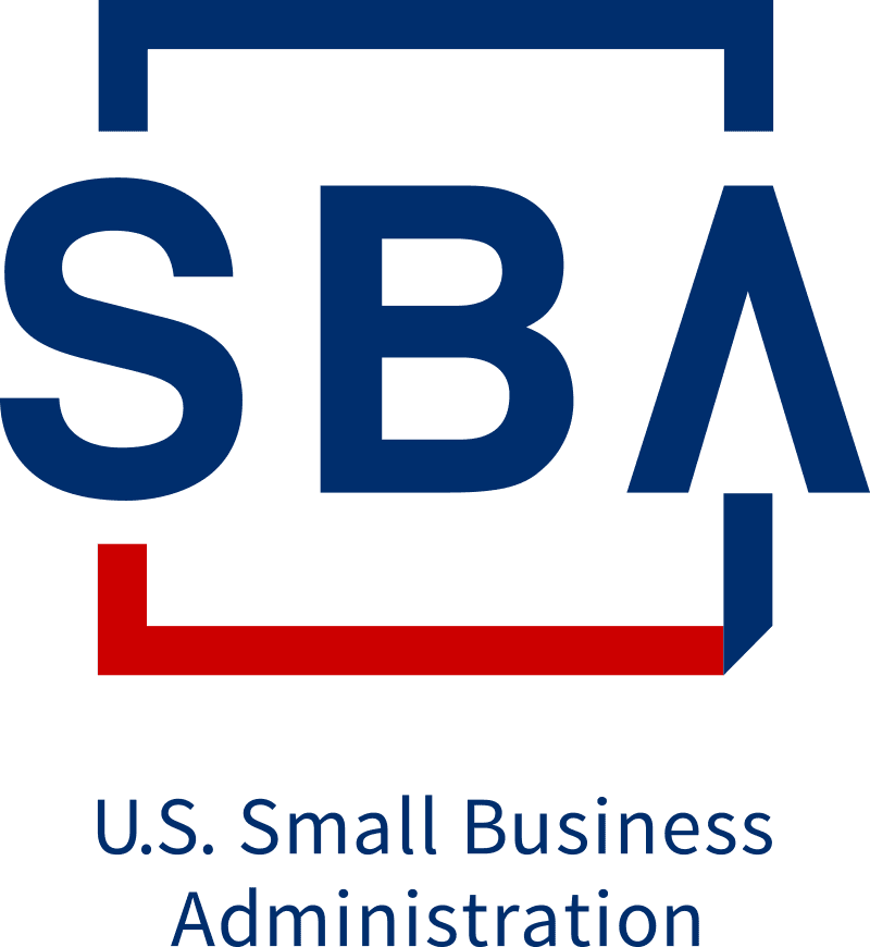 Logo of the U.S. Small Business Administration featuring the initials "SBA" in blue with a red line at the bottom.